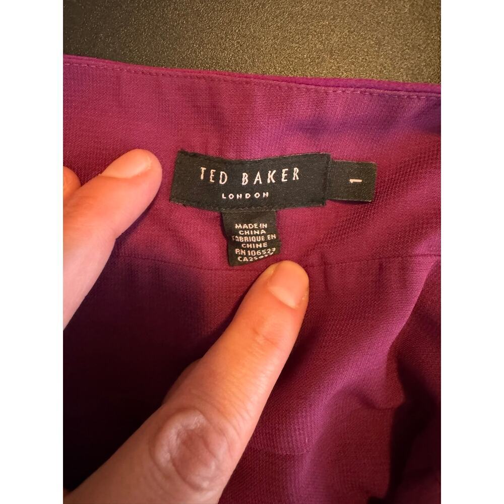 Ted Baker "Betria" Purple Silk Slip Dress, Empire Waist, Midi-Length, Size 1 - Picture 5 of 8